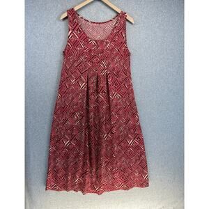 Vintage White Stag Dress Womens Size M Pink Geometric Midi Stretch Sleeveless